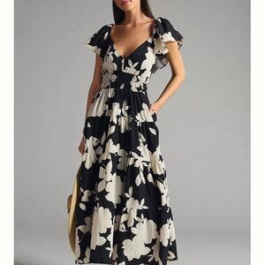 Black and White Floral Maxi Dress